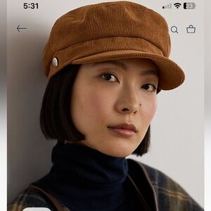 Ralph Lauren Button Trim Corduroy Cap in Cinnamon Bark